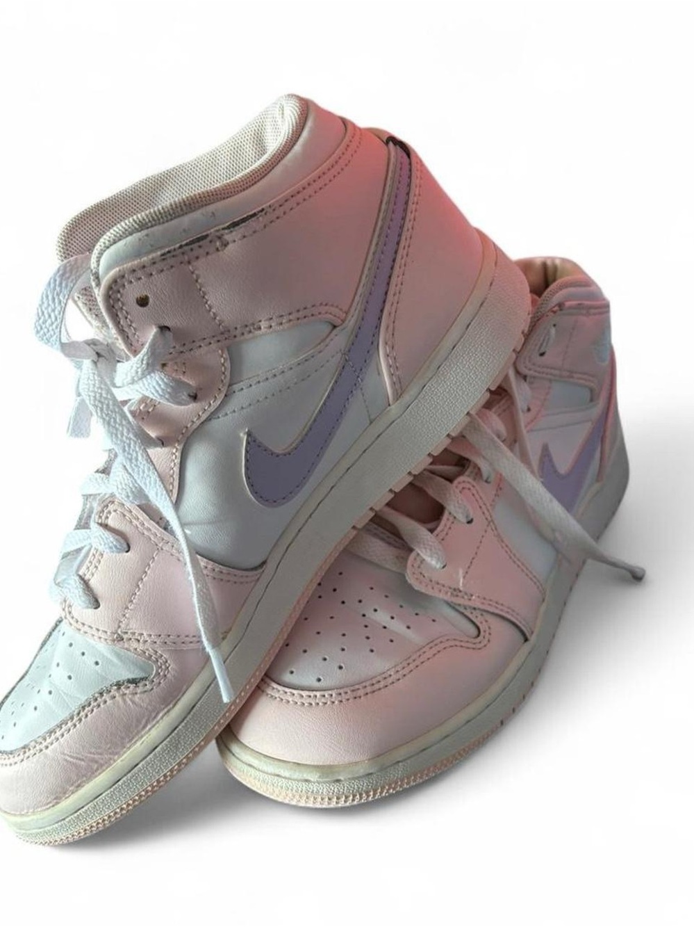 Nike GS Air Jordan 1 Mid "Pink Wash/White/Violet